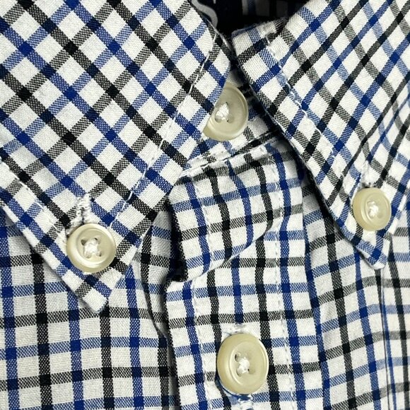 Chaps Boys Long Sleeve Plaid Button Down Shirt Kids Size 8 Blue White Check - Picture 7 of 12